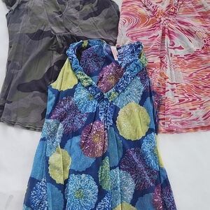 Sweet Pea Floral Blue Sleeveless Tops (3)
